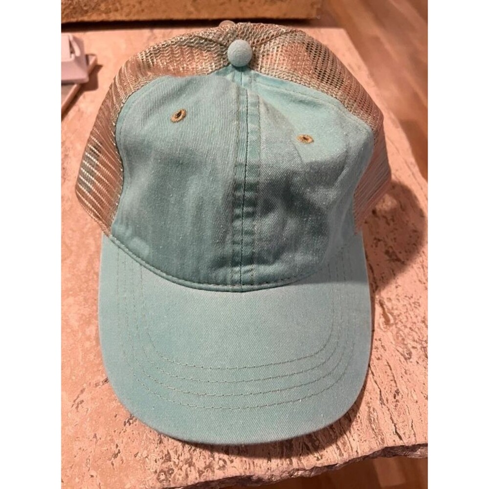 Spearmint and tan mesh trucker hat one size adult